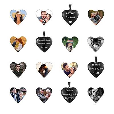Fanery Sue Personalized Large Heart-shape Locket with 2 Picture Inside Engraved Pendant Memorial Necklace Customizable Any Photo Text&Symbols for