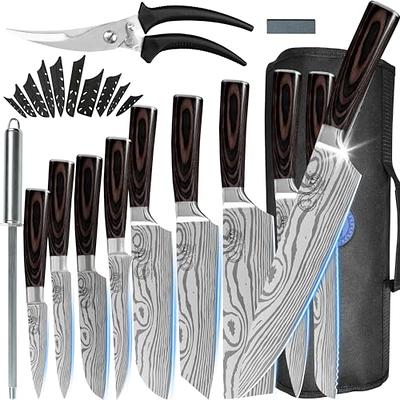 7-Piece Kitchen Knife Set Meat Cleaver/Nakiri Knife/Multi-purpose Shears/Universal Block Practical Kitchen Knife German Steel for Home Restaurant with