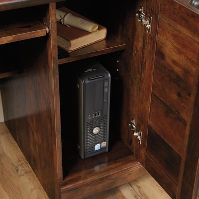 Sauder Harbor View Computer Desk with Hutch in Salt Oak