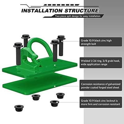 AMBULL 2 Pack Tractor Bucket Hooks with Tie Down Ring, Grade 70 Forged  Steel Bolt On