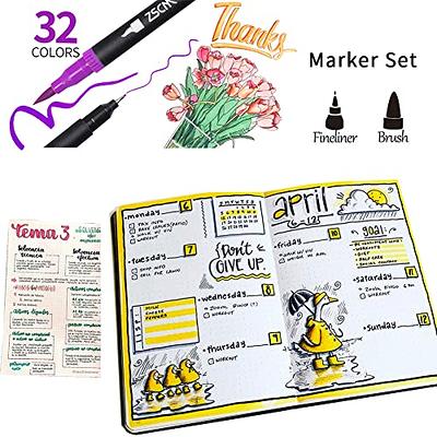Eglyenlky Marker Adult Coloring Book, 48 Felt Tip Markers with Fine and  Brush Tip Coloring Pens for Adult Kid Drawing Journaling Lettering Note  Taking