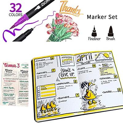 24 Double Tip Brush Pens Art Markers, Artist Fine & Brush Pen Coloring  Markers For Drawing Book Halloween Journaling Note Taking Lettering  Calligraphy