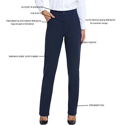 Oalka Women's Dress Pants Straight Leg Yoga Work Stretchy Pant for