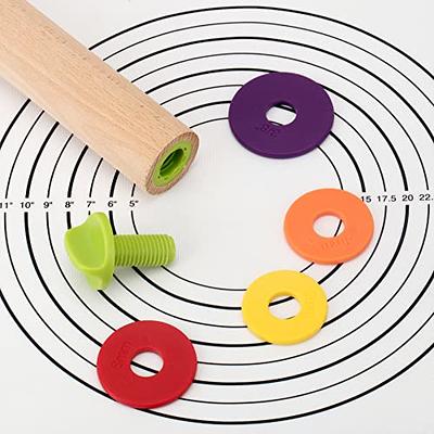 Mepple Rolling Pin with Thickness Rings for Fondant, Pizza, Pie Crust,  Cookie, Pastry, Roller Rod for Dough Thickness, Adjustable Rolling Pin for  Baking, Wood Rolling Pin 13.6 with 4 Thickness Rings 