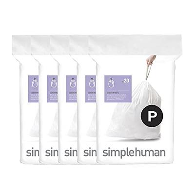 Plasticplace Simplehuman* Code A Compatible Drawstring White Trash Bags,  1.2 Gallon (200 Count) 