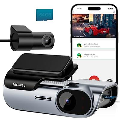 Kussla 3 Channel Dash Cam Front and Rear FHD 1080P Dash Camera for Cars  with 64GB Card, Super Night Vision Dashcam, Car Camera with Loop Recording