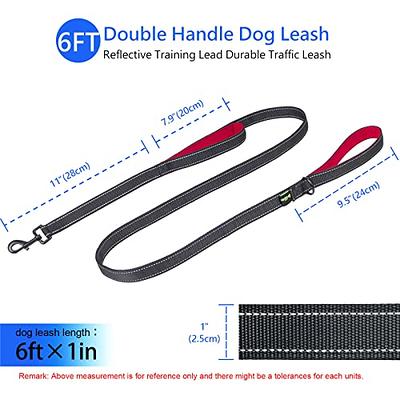 Heavy Duty Dog Leash - 2 Handles by Padded Traffic Handle for Extra  Control, 6foot Long - Perfect for Medium to Large Dogs (6 ft, Black)