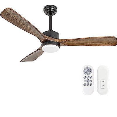 Sofucor 52 Inch Ceiling Fan With Lights Remote Control 3 Wood Fan Blade  Ceiling Fans Noiseless DC Motor Solid Walnut and Matte Black For Farmhouse