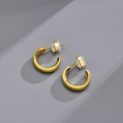 14K Gold Plated Hoop Earrings - 3 Pairs Sterling Silver Post Small Hoops  Gold Hoop Earrings Sets for Women Girls (13mm 15mm 20mm) 