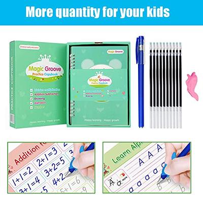 5 Pc Handwriting Practice for Kids,Reusable Groove Writing Book,Children'S  Magic Copybooks Grooved for Preschools