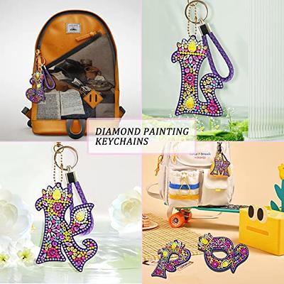YOYA Butterfly Diamond Painting Keychain Initial Letter Keychain for Women  and Girls DIY Double Sided Full Drill Butterfly Diamond Art Keychain kit