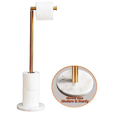 Toilet Paper Holder Stand with Reserve and Dispenser for 4 Mega Rolls,  Bathroom Freestanding Toilet Tissue Paper Roll Storage with Cell Phone Shelf,  Chrome