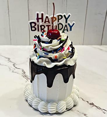 DEZICAKES Fake Birthday Cake Artificial Food White Birthday Cake Cherries  Sprin | eBay