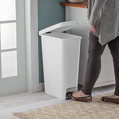 Simple Human Round White Bathroom Step Trash Can, 6l (1.6gal)