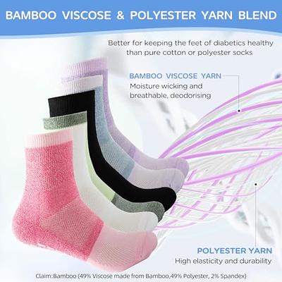 6 Pairs of Womens Diabetic Non Skid/Slip Medical Cotton Quarter Crew Length  Socks Rubber Gripper Bottom Hospital Fit's Shoe Size 6-9