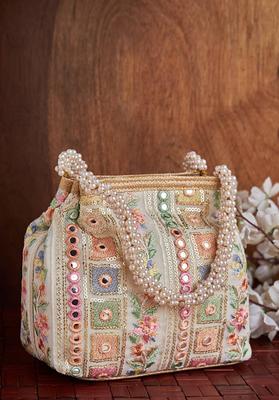 Handmade Designer Clutch purse, bag shoulder strap and handle for Wedding,  Ethnic wear, Evening Party and Prom.