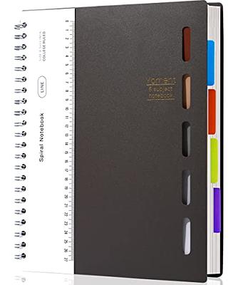 Cahier de matières à spirale TECHNO Multi-section 5 en 1, A4 Séyès 8x8mm  70g/m² détachable, 300 pages 5 intercalaires coloré amovible  repositionnable ALL WHAT OFFICE NEEDS
