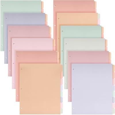 12 Pack Pink Paper Binder Dividers for 3 Ring Binders with 8 Tabs