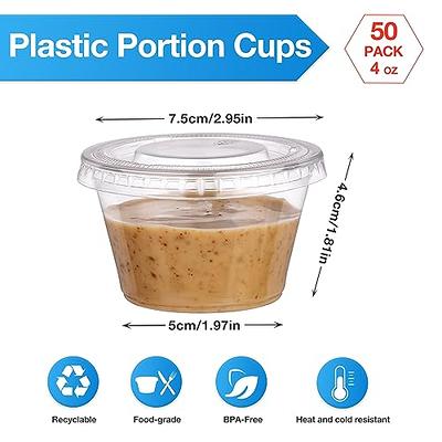 Prgery [4 oz 50 Set Jello Shot Cups with Lids,Plastic Portion Cups,Disposable  Souffle Cups,Small Plastic Sauce Cups-Thickened Cups for Jello,Condiment,Salad  Dressing, Ice Cream,Meal Prep - Yahoo Shopping