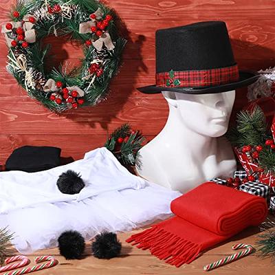 1 Set Snowman Making Kit Cute Black Hat Red Scarf Carrot Nose