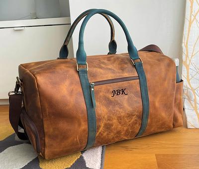 Leather Duffel Bag Full Grain Leather Travel Bag Weekender 