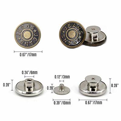 12 Pcs Buttons for pants 17mm Metal Jean Button Replacement with