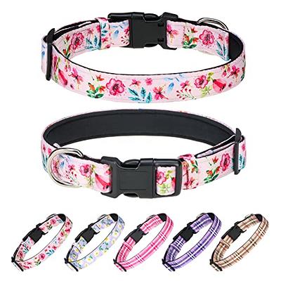  Dog Collar for Small Medium Large Dogs Pet Collars Girl Boy,  PU Stamping Leather Plaid Dogs Collar Adjustable Chihuahua Teacup Yorkie Puppy  Collar Cats (Medium (Neck 11-13in), Coffee) : Pet