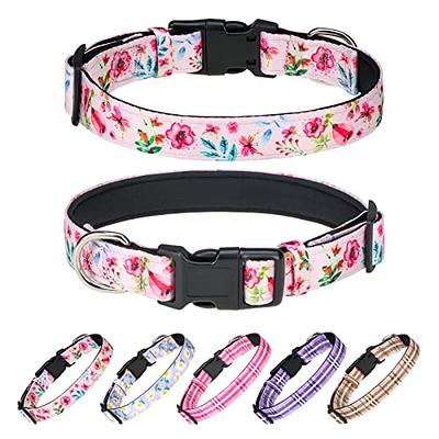 Dog Collar for Small Medium Large Dogs Pet Collars Girl Boy, PU Stamping  Leather Plaid Dogs Collar Adjustable Chihuahua Teacup Yorkie Puppy Collar