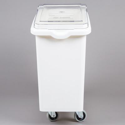 Baker's Mark 21 Gallon / 335 Cup White Slant Top Mobile Ingredient Storage  Bin with Sliding Lid & Scoop