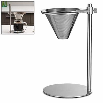 Mingkai Stainless Steel Pour Over Coffee Maker, Adjustable Pour Over Coffee  Stand with Double Filter, Freestanding Drip Cone Brewer and Stand, Make  Coffee Directly into Mug, Cup or Thermos Silver - Yahoo