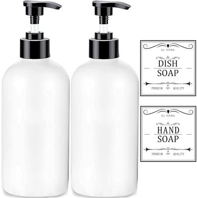 Clear Soap Dispenser with Rust Proof Pump, Waterproof Labels (2 Pack,16  Oz), Soap Dispenser Bathroom, Plastic Hand Soap Dispenser, Dish Soap  Dispenser