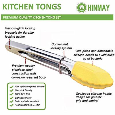 Mini Silicone Serving Tongs Set of 3 Non-Stick Small Kitchen Tongs 7 Inch