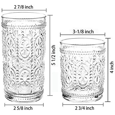 Bekith 8 Pack Drinking Glasses, 4 Highball Glasses (12 oz) and 4 Rocks  Glasses (10oz), Romantic Water Glasses Tumblers, Vintage Glassware Set for  Beverages, Beer, Juice, Cocktail - Yahoo Shopping