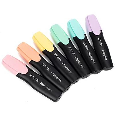 ZEYAR Highlighter Chisel Tip Marker Pen Assorted Colors Water Based Quick Dry (6 Candy Colors)