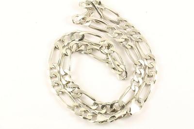 Vintage Men Italy Figaro Chain Design Necklace Sterling 925
