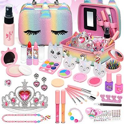 Mozok Kids Makeup Kit for Girls, Real Play Make Up Set Toys for 3 4 5 6 7 8 9 10 Years Old Girls, Washable Pretend Dress Up Beauty