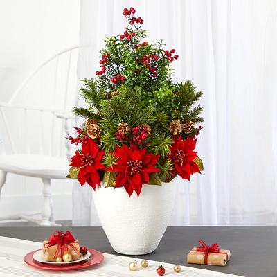 Nearly Natural 31-in Red Indoor Artificial Poinsettia Artificial Flower in  the Artificial Plants & Flowers department at