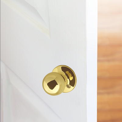 Brinks Interior Locking Privacy Doorknob, Ball, Polished Brass Finish 