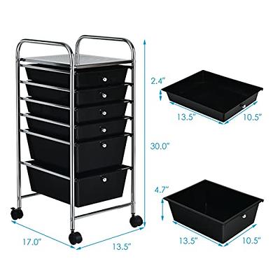 6 Tier Rolling Cart with 5 Drawers, Multipurpose Storage Utility Cart on  Wheels Easy Movement Rolling Drawer Cart for Tools Documents Arts and  Crafts