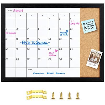 DOLLAR BOSS Magnetic Chalkboard Calendar for Wall 16 x 12 Dry Erase  Calendar Chalk Board and Cork Board Combo Hanging Planing Bulletin Board  for