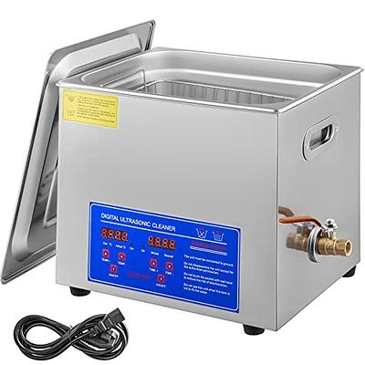 CREWORKS Ultrasonic Cleaner with Heater and Timer, 4 Gal Digital Sonic Cavitation Machine, 360W 15L Stainless Steel Jewelry Cleaner for Professional
