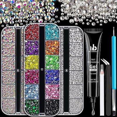 2Pack Nail Rhinestones Glue, Gel Rhinestone Glue for Nails with Brush& Pen  tip, Strong Adhesive Clear