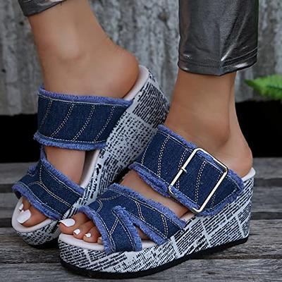 Wedge Sandals for Women Shoes - Dressy Casual Summer Peep Toe Ankle Strappy  Espadrille Platform Shoes Fish Mouth Wedge Sandal Comfortable Breathable