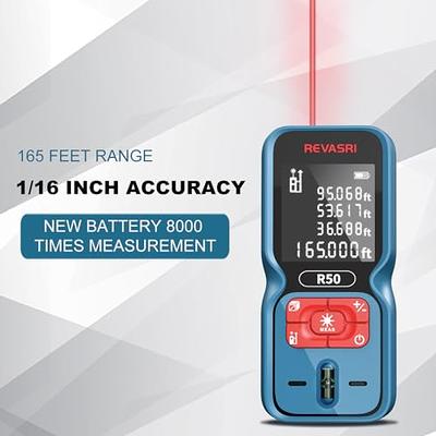REVASRI Laser Measure 165feet Laser Distance Meter, ±1/16inch Accuracy Digital  Measurement Tool, Easy to Use, Measure in Meters/Feet/Inches/Ft+in (Battery  Included) - Yahoo Shopping