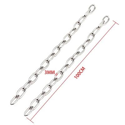 Small Metal Chain,Stainless Steel Safety Chains 40in (L) x 3mm (t) Long Link Chain Rings Light Duty Coil Chain for Hanging Pulling Towing (3mm*100cm
