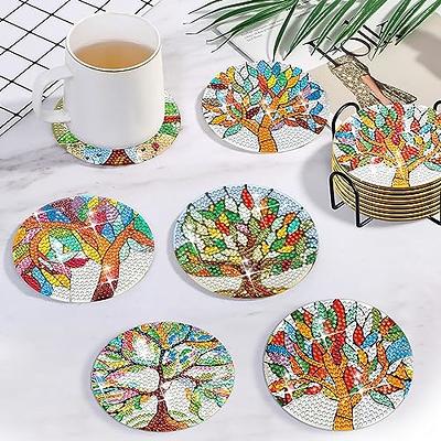 Eunoir 8 Pcs Tree of Life Diamond Painting Coasters with Holder, Colorful  Tree of Life Diamond