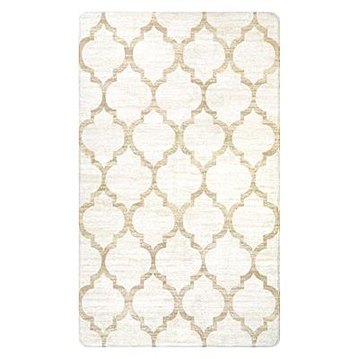 Lahome Moroccan Washable Living Room Rug - 3x5 Area Rugs for Bedroom Throw  Non-Slip Low-Pile Entryway Rug Bathroom Rugs Soft White Distressed Indoor