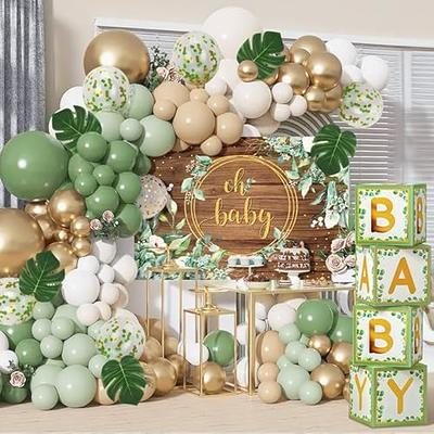 Sage Green Neutral Baby Shower Decorations Safari Theme Boxes with Letters Woodland  Jungle Balloon Garland Arch Kit Rustic Party Backdrop Leaf Tablecloth Para Baby  Birthday Party Supplies (126 pack) - Yahoo Shopping