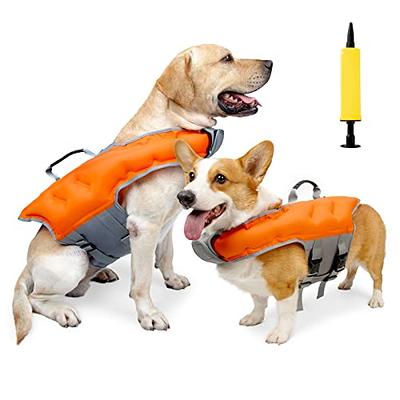 HEYWEAN Dog Life Jacket Inflatable Safety Vest with Rescue Handle  Waterproof Nylon Fabric Lightweight and Foldable Vest for Puppies Small  Medium Large Dogs Swimming Summer Dog Vest - Yahoo Shopping