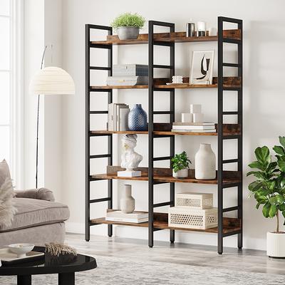 KIVENJAJA Triple Wide 5-Tier Bookshelf, Industrial Display